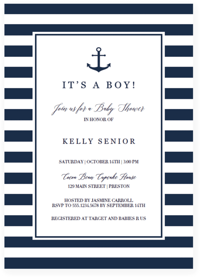 Navy Stripes Invitation Sample Format Of Nautical Baby - Nautical Baby Shower Invitations (819x1024)