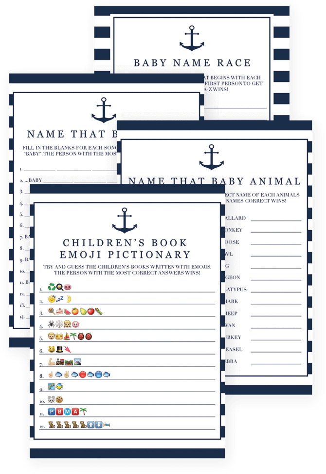 Nautical Baby Shower Games Bundle Printable By Littlesizzle - Game (819x1024)