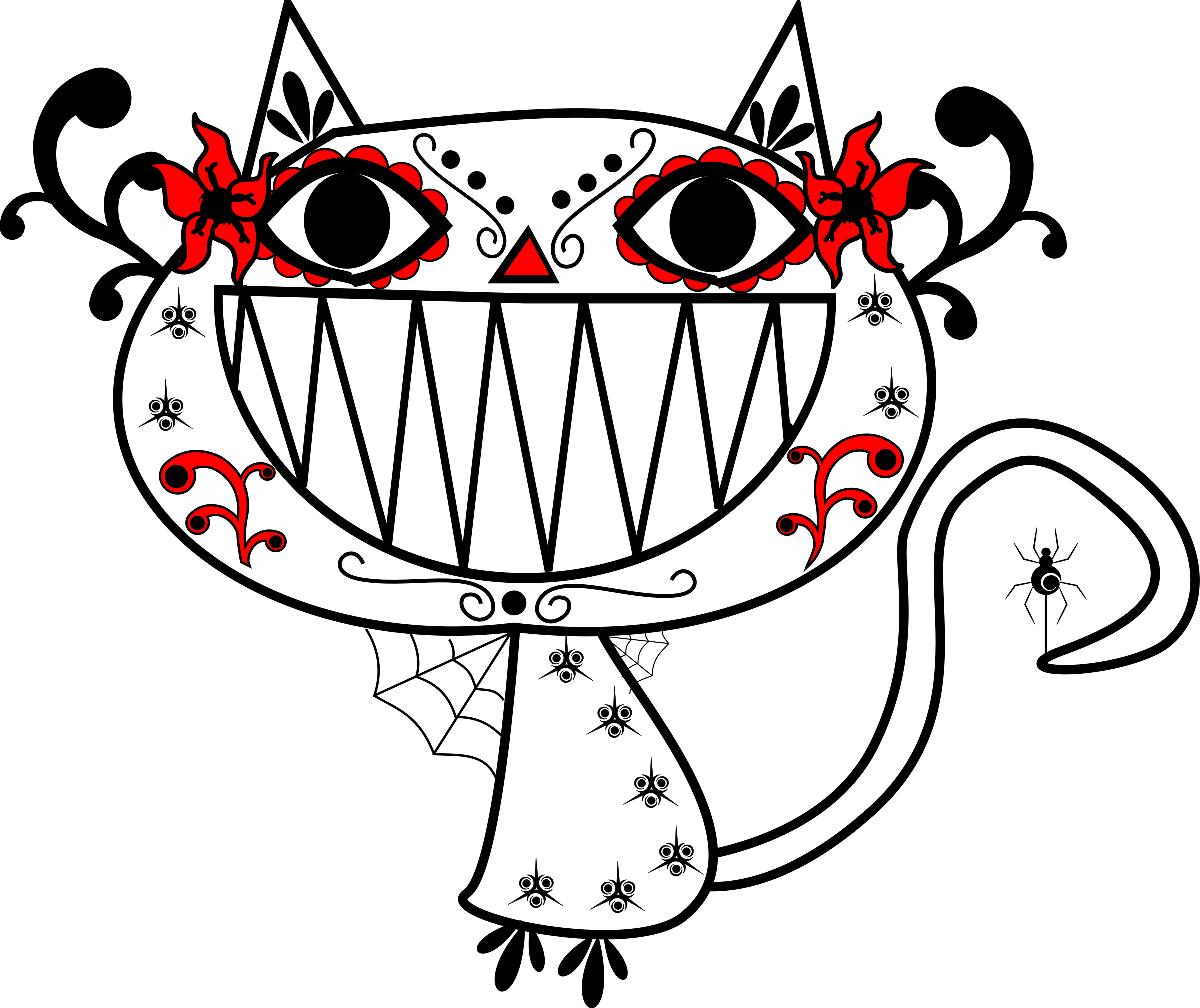Catrina Color Smily Cat - Clip Art (2400x2017)