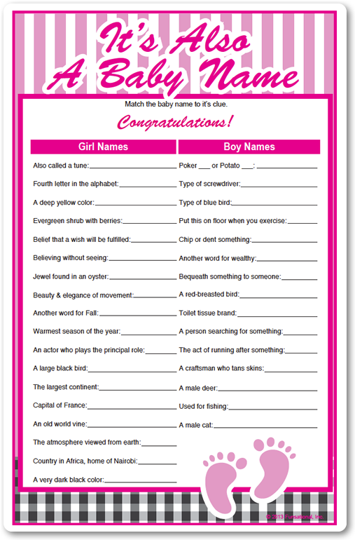 It's Also A Baby Name - It's Also A Baby Name Game Free Printable (612x792)