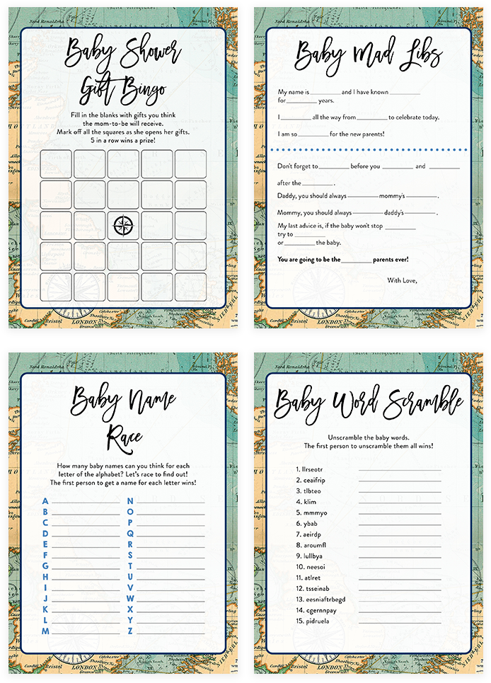 Adventure Baby Shower Game Pack - Baby Shower (819x1024)
