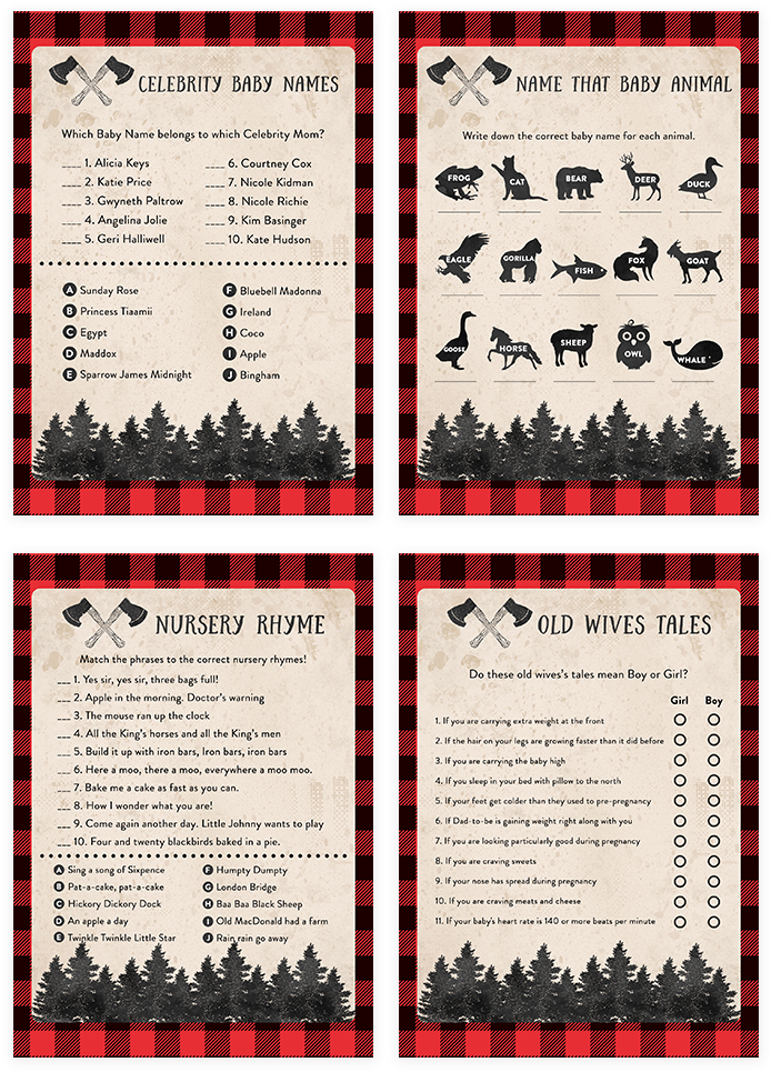 Lumberjack Baby Shower Game Pack - Baby Shower (819x1024)