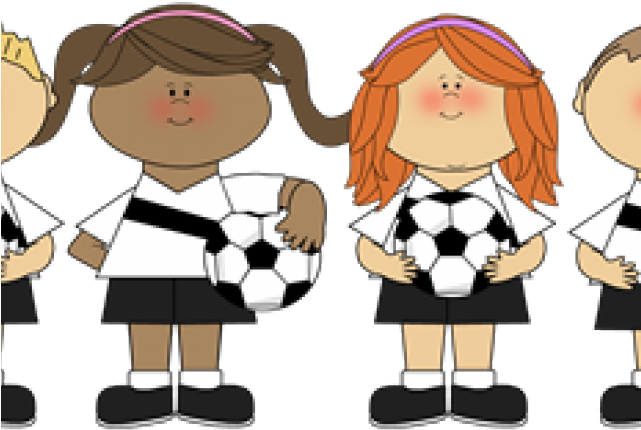 Team Clipart Sport Team - Cartoon Girl Soccer Players (640x480)