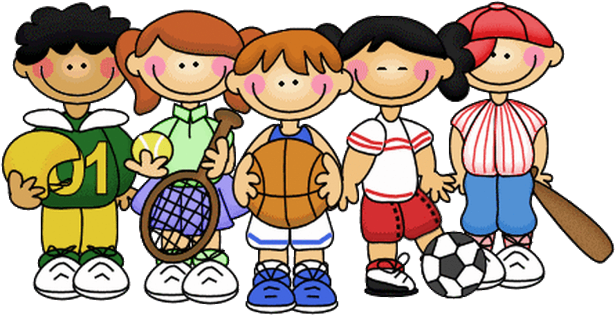 Pe Teacher Clipart - Kids Playing Sports Clipart (900x470)