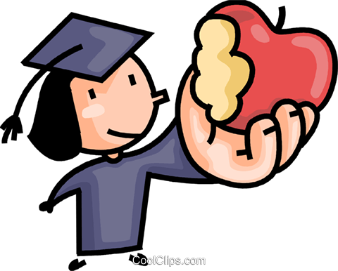 Graduate Taking A Bite Out Of An Apple Royalty Free - Cartoon (480x386)