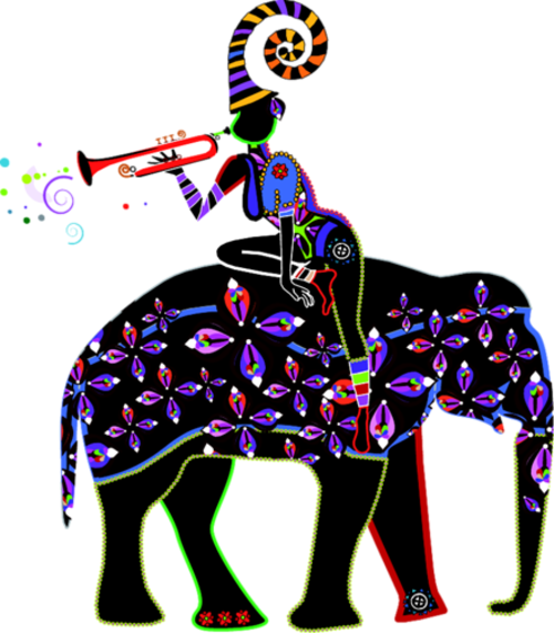 Elephants And People - African Girl On Elephant Design Pillow Case (500x571)