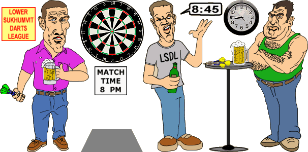 Lower Sukhumvit Darts League Tuesday Night Matches - Franklin 18" Bristle Dartboard Set (pre-frk-3562) (606x300)