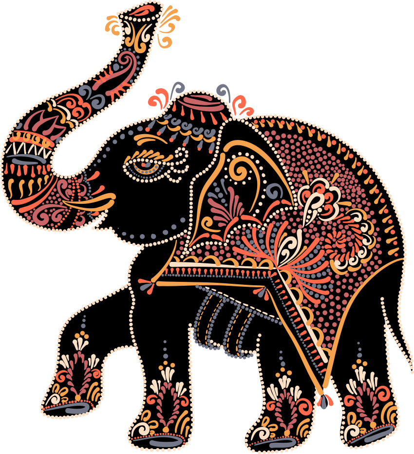 Elephant Painting Folk Art Illustration - Elephant Indian Images Vector (850x931)