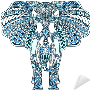 Vector Blue Decorated Indian Elephant Sticker • Pixers® - Awesome Animals Volume 6 (400x400)