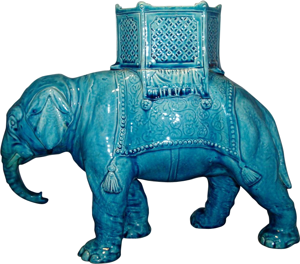 French Monochrome Turquoise Porcelain Elephant In The - Inflatable (957x957)