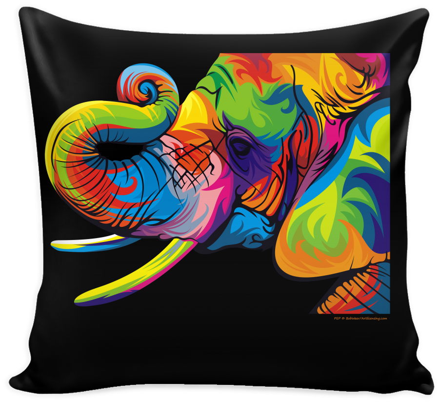 Elephant Art Cushion, Artwork By Bob Weer - Abstract Elephant Paintings (1024x1024)