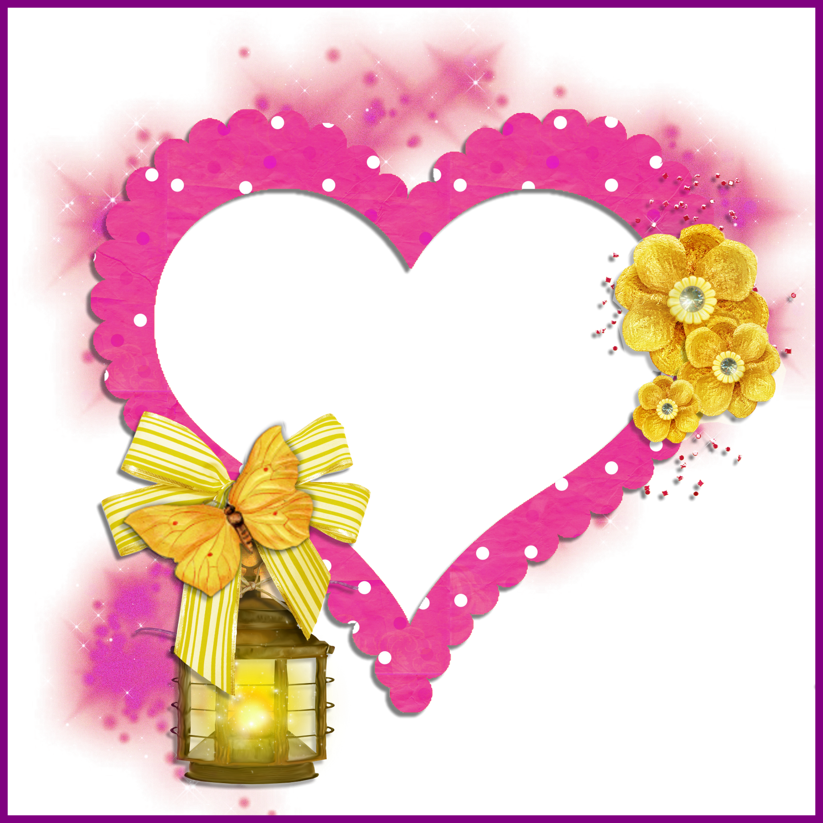 Appealing Transparent Frame Pink Heart With Yellow - Heart Frame Yellow (1630x1630)