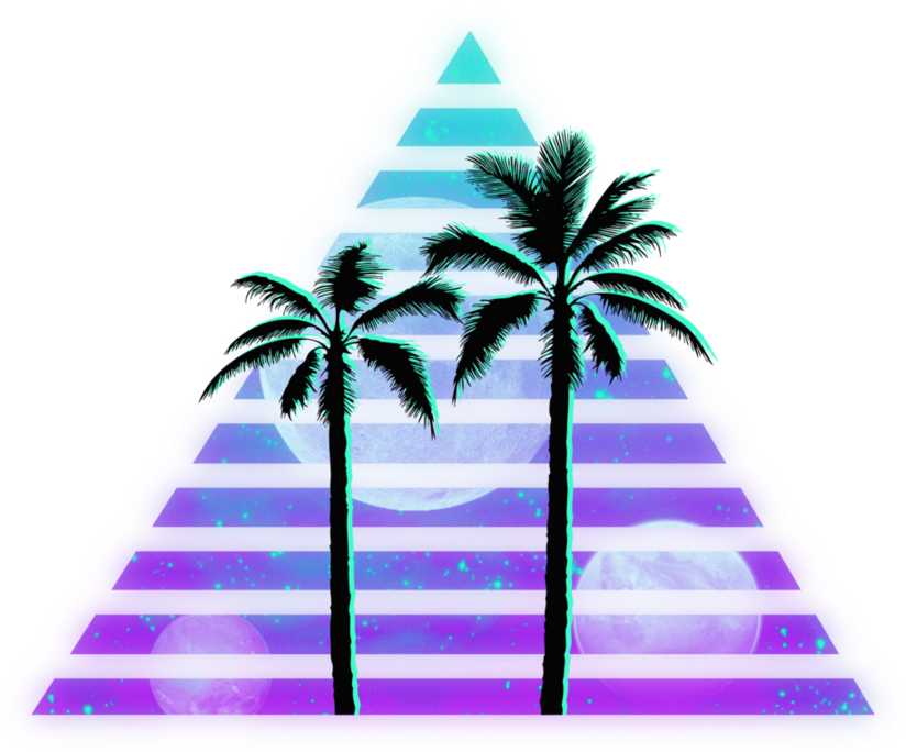 Triangle Vaporwave By Maximehector - Palm Tree Silhouette Clip Art (921x868)
