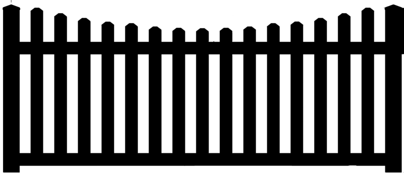 Picket Fence Silhouette Graveyard Fence Clipa - Black Vinyl Picket Fence (800x343)