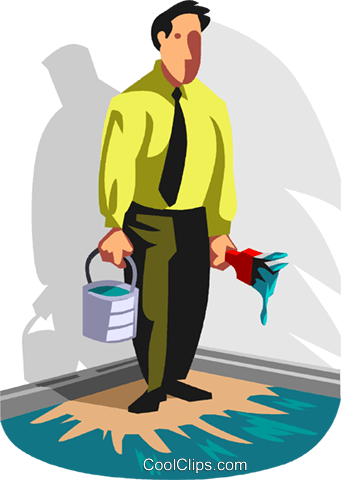 Man Painted Himself Into A Corner Royalty Free Vector - Cartoon (341x480)