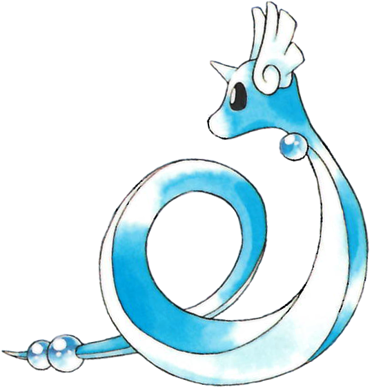 Vaporwave-gif Dragonair Pokemon Rby Ken Sugimori Offical - Dragonair Pokemon (539x563)