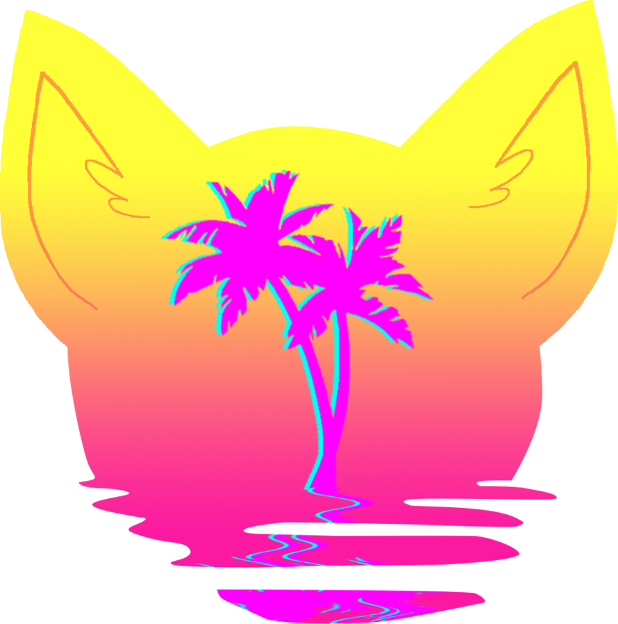 Vaporwave Cat By Salicos - Palm Tree Vector Silhouette (890x898)