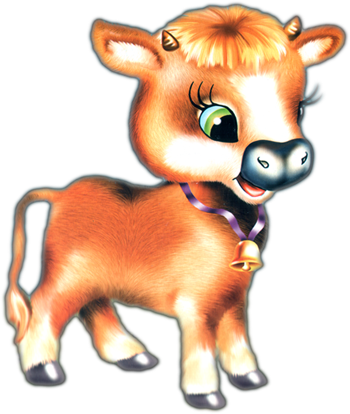 Cute Little Calf - Бычок Рисунок Для Детей (350x414)