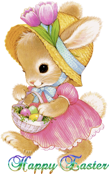 Happy Easter - Easter Bunny Girl Cartoon (414x596)