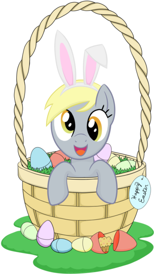Techrainbow, Basket, Bunny Ears, Cute, Derpabetes, - Easter (338x600)