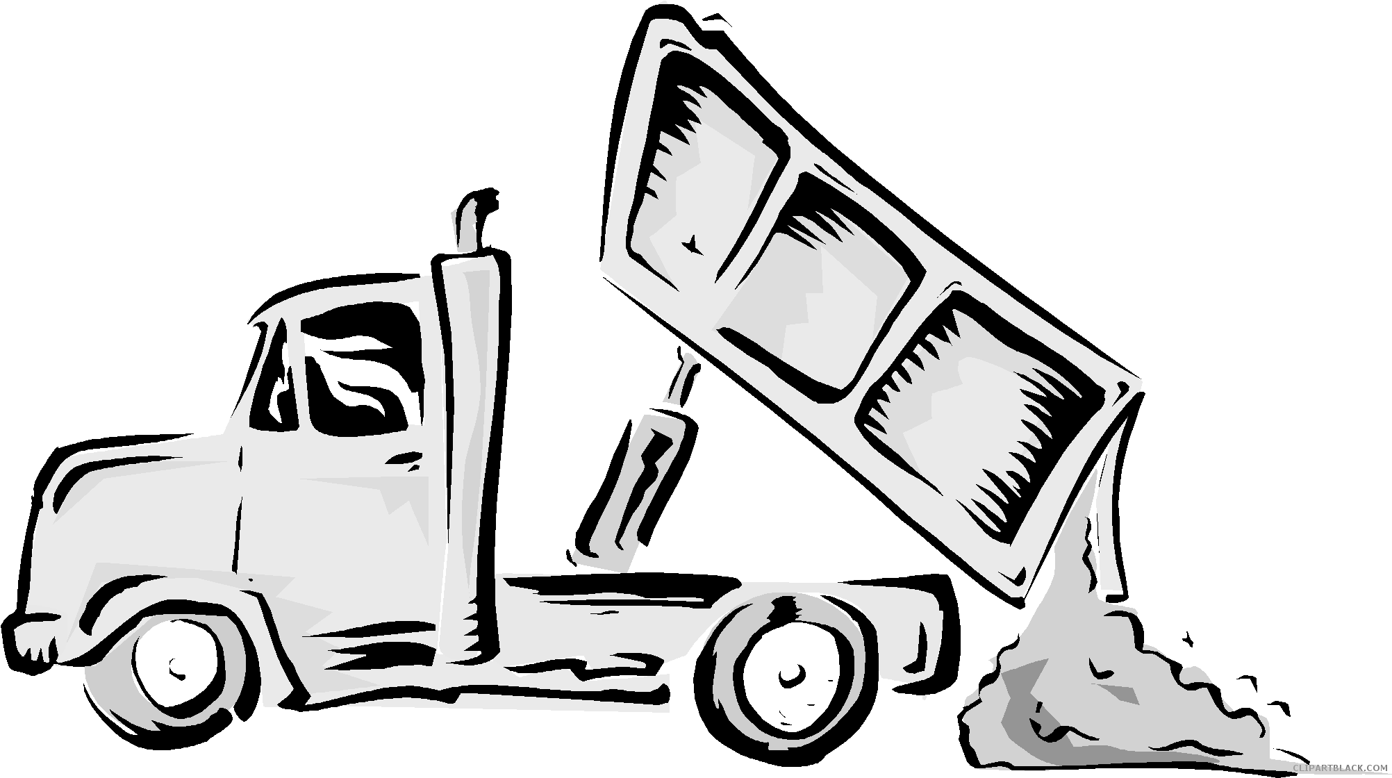 Dump Truck Transportation Free Black White Clipart - Dump Truck (2005x1130)