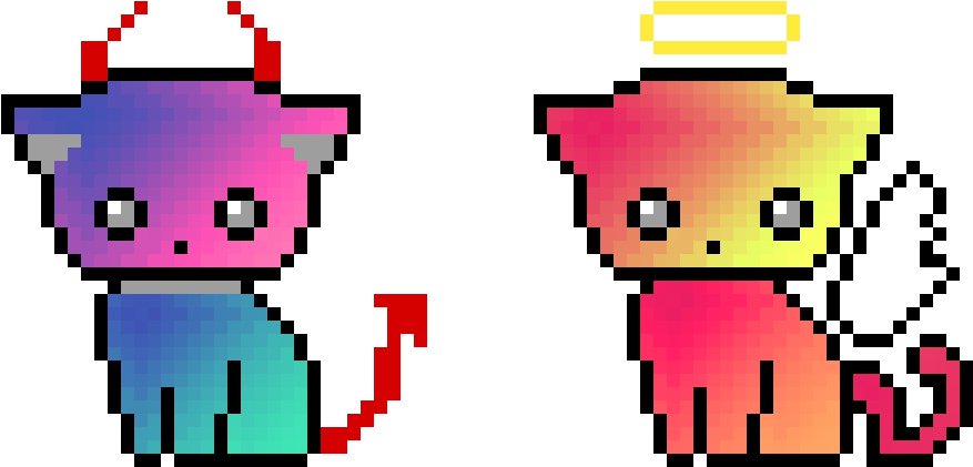 Cute Devil Kitty And Angel Kitty - Devil (1200x1200)