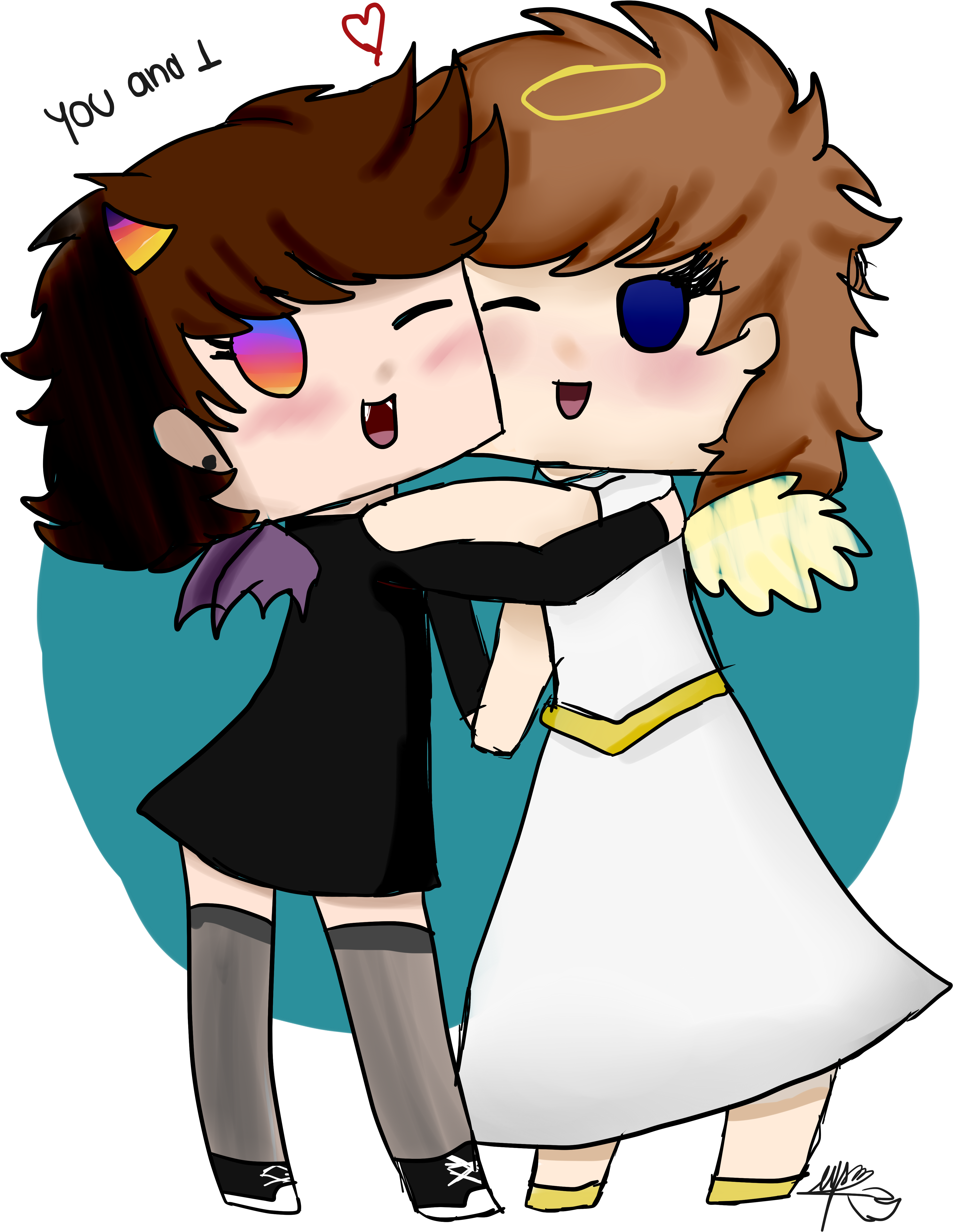 The Devil And The Angel By Minaprinces - Cartoon (5800x5400)