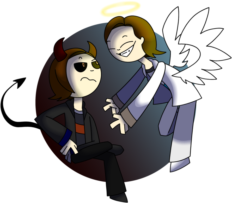 Angel From Above And Devil From Below By 1blockforward - Cartoon (973x822)