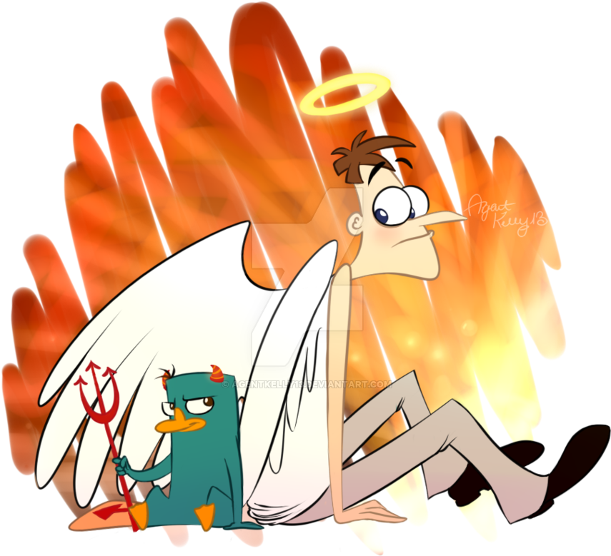 The Devil And The Angel By Agentkelly13 - Cartoon (900x805)