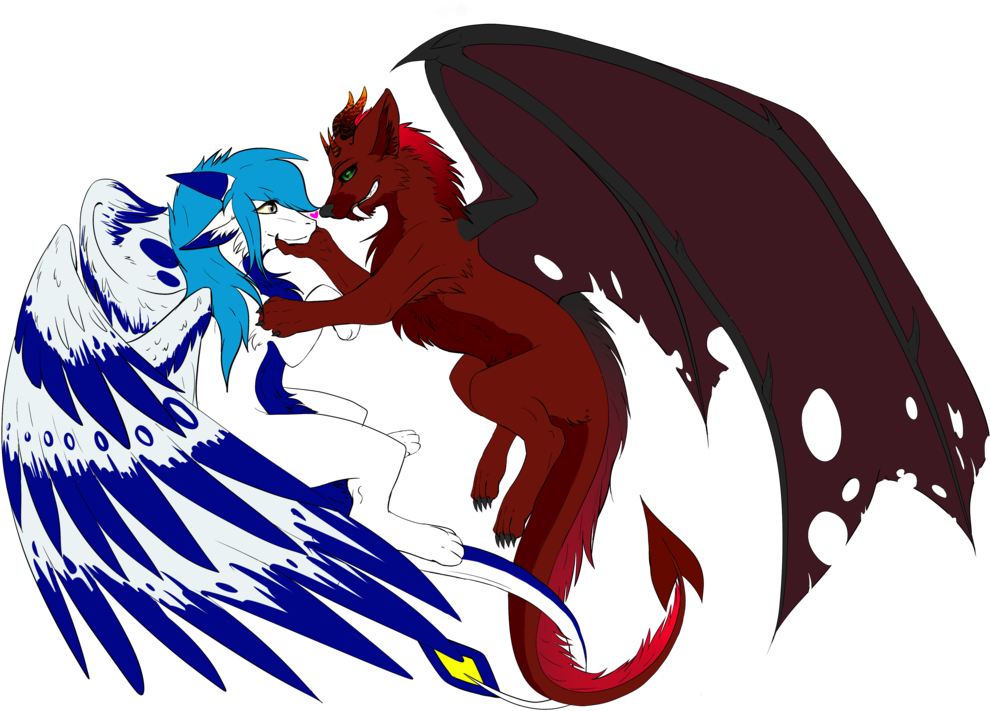 [wip2] The Angel And The Devil By Monsterdragon99 - Illustration (1000x800)