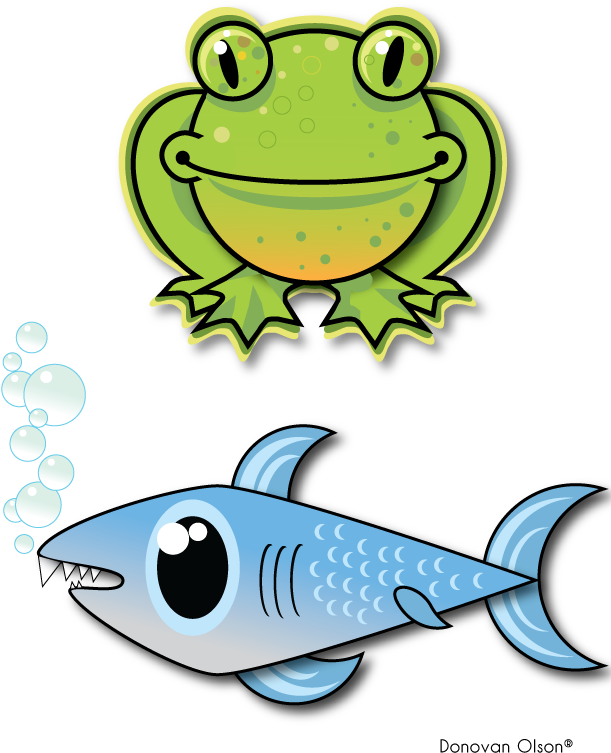 Sharkandfrog - Frog And A Fish (612x792)