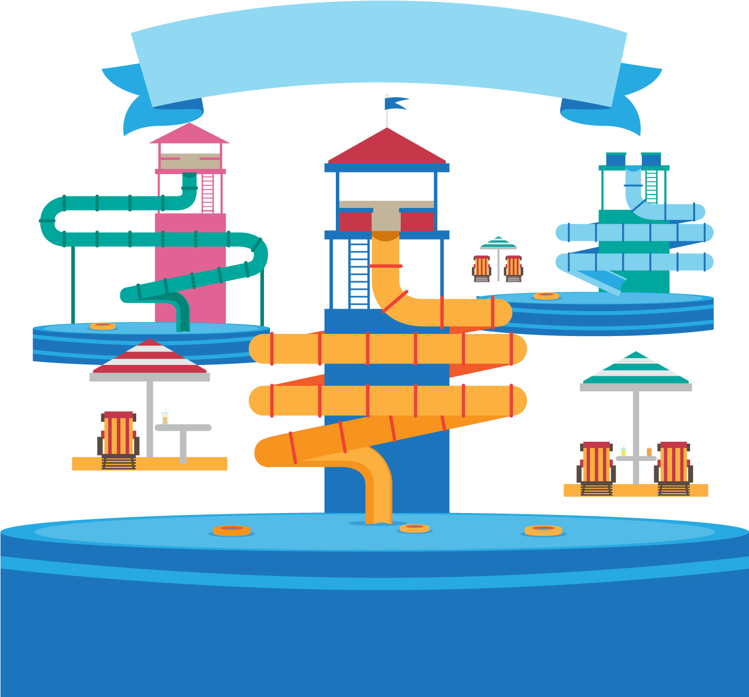 Water Park Euclidean Vector Illustration - Vector Graphics (1500x1501)