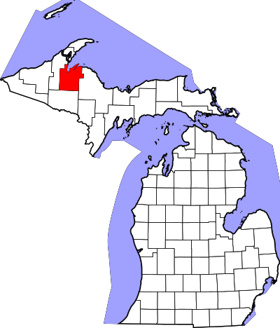 Location In The U - Iron Ore Michigan Map (400x468)
