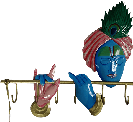 Wrought Iron Lord Krishna Key Holder - Illustration (500x500)