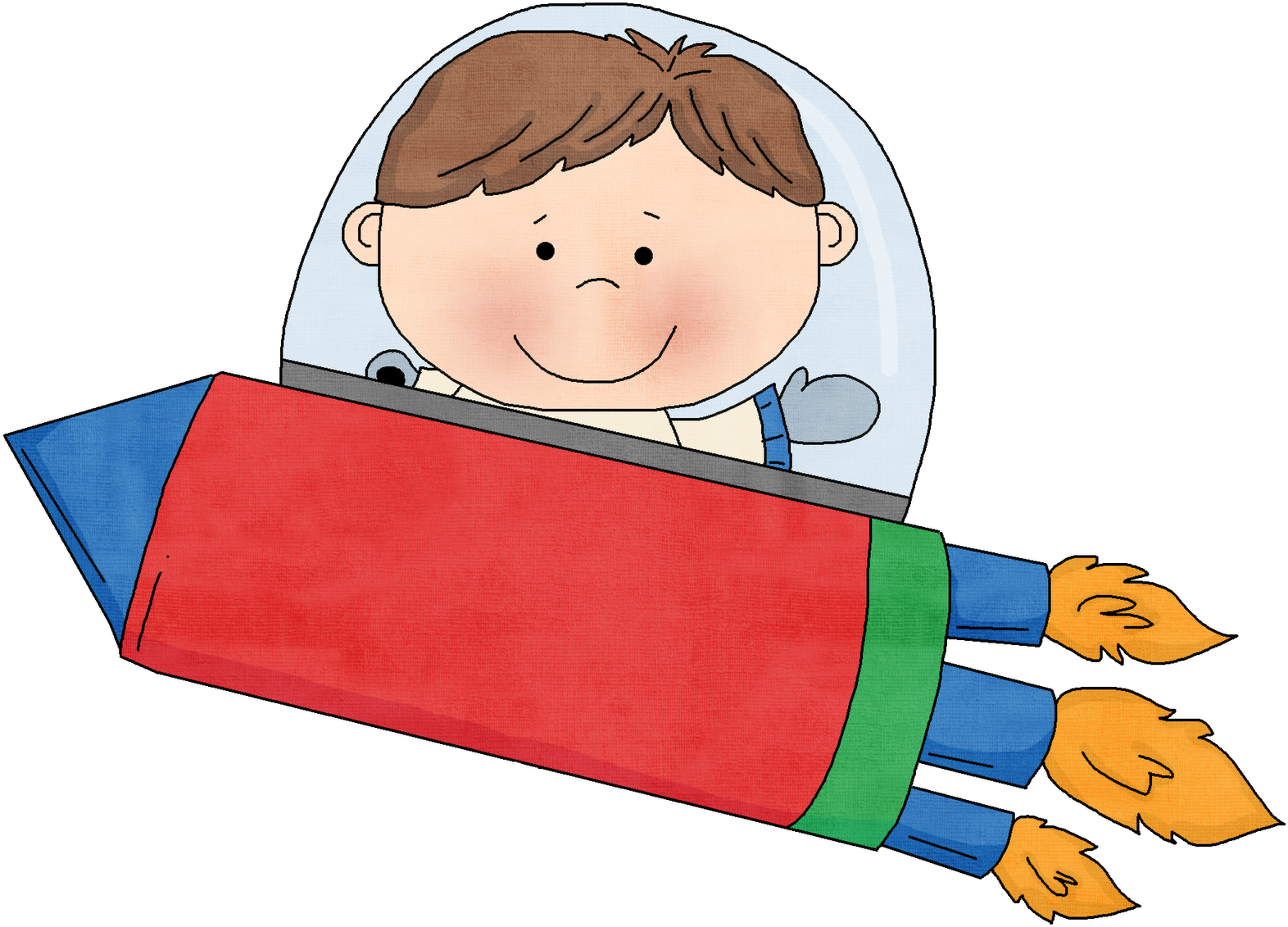 Learning - Child In A Rocket Clipart (1600x1161)