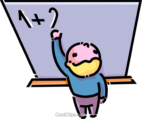 Boy Working A Math Problem Royalty Free Vector Clip - Clip Art (480x404)