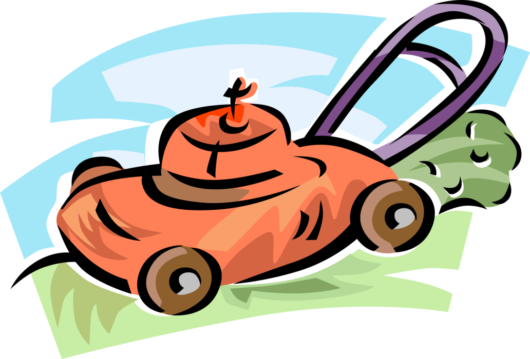 Vector Illustration Of Yard Work Lawn Mower Cuts Grass - Vector Illustration Of Yard Work Lawn Mower Cuts Grass (1032x700)