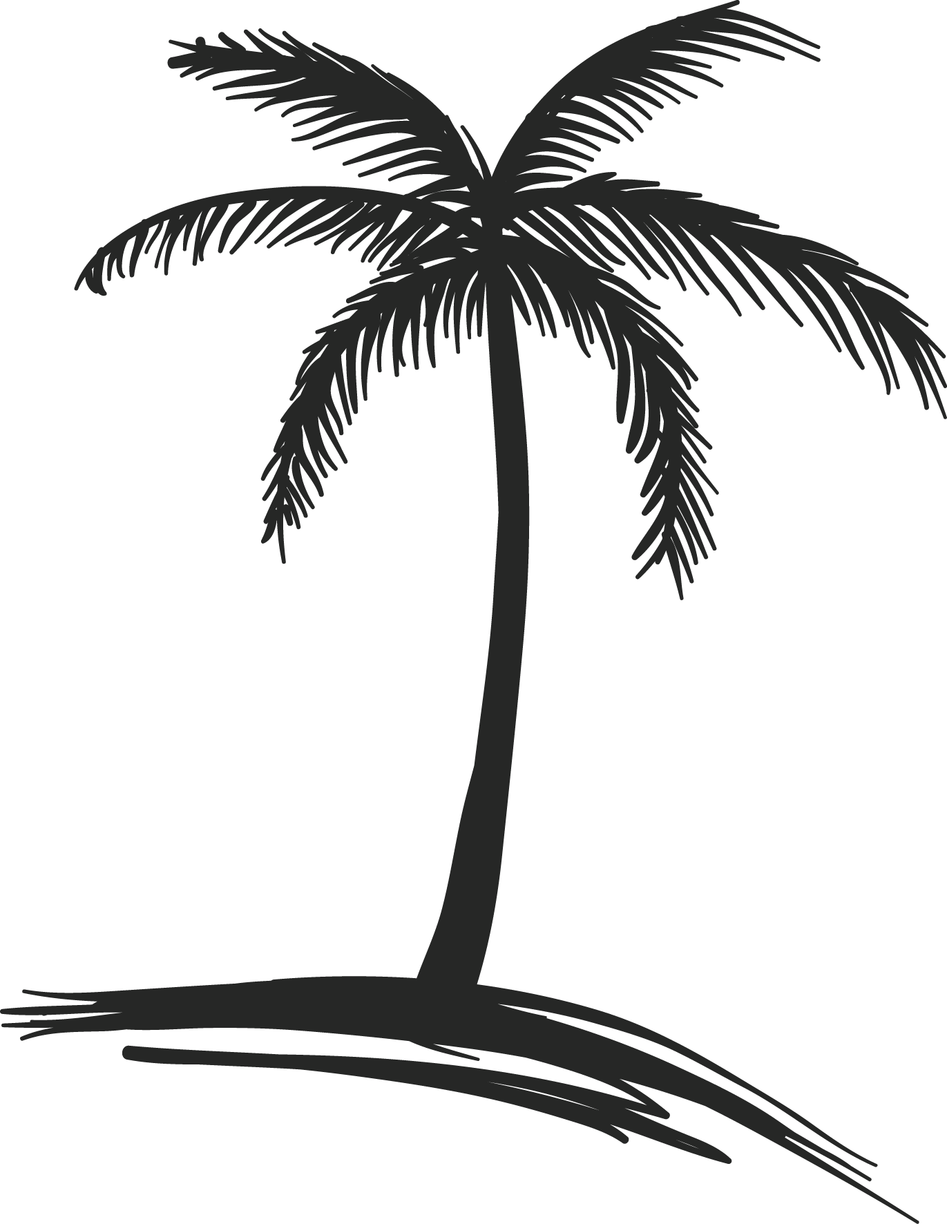 Coconut Tree Drawing - Waves Beach House Logo Design (1371x1772)