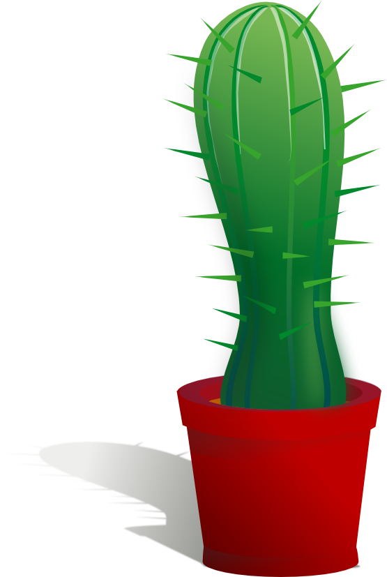 Clip Art Clip Cactus 2 - Cactus In Pot Clipart (555x827)