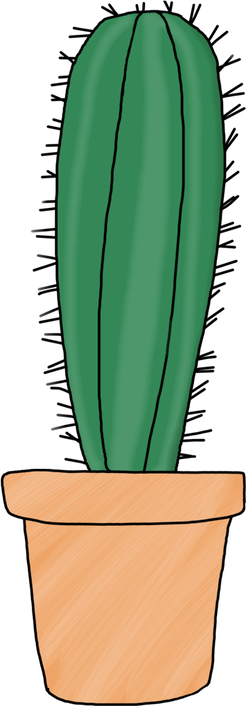 Columnar Cactus Line Draw Color - San Pedro Cactus (455x1114)