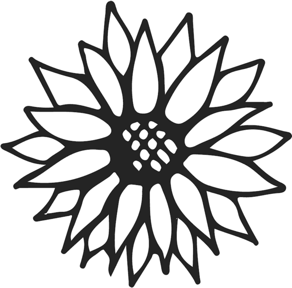 Sunflower Outline Rubber Stamp - Vector Graphics (600x600)