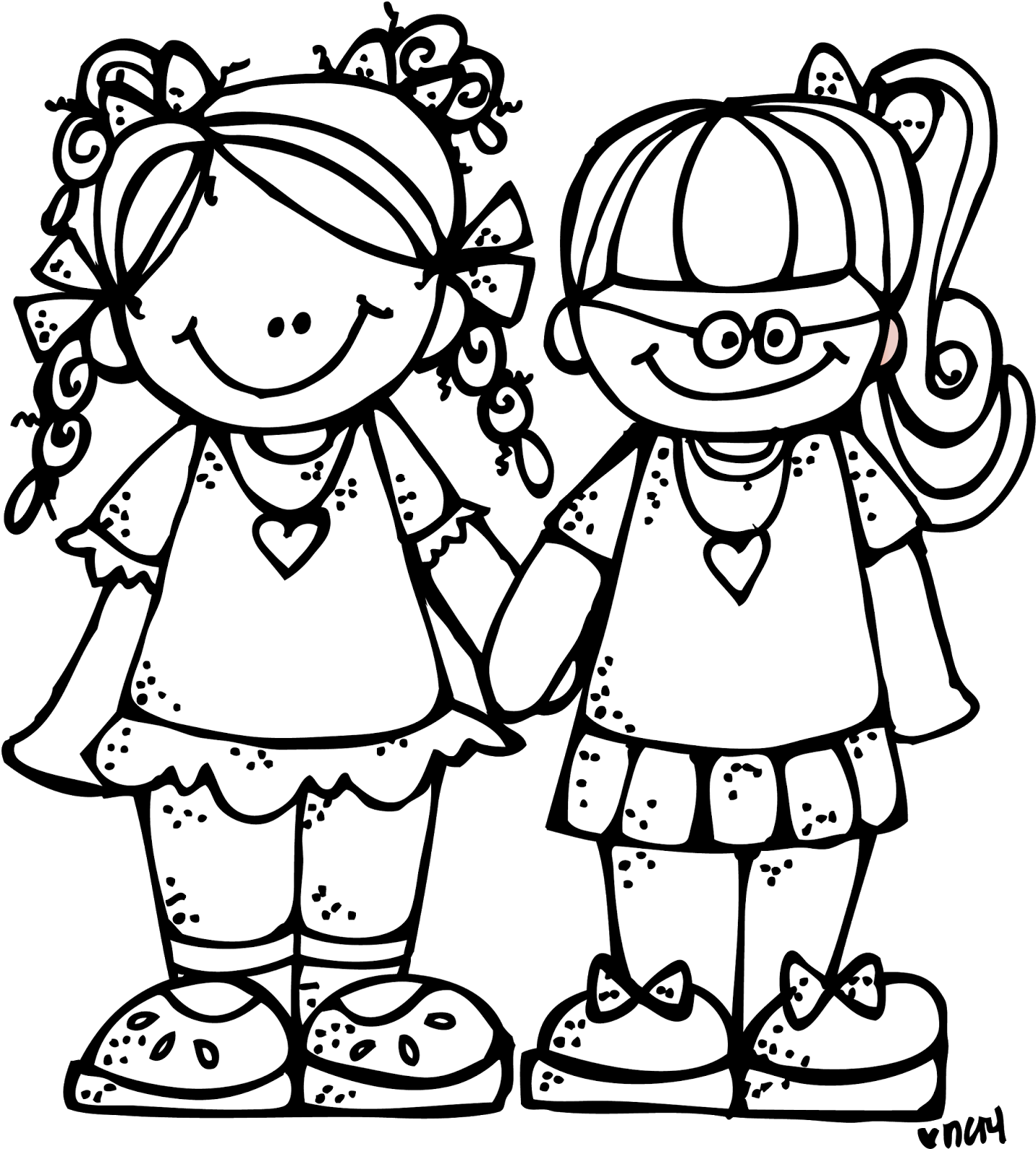 Melonheadz Illustrating Freebie Forever Friends Graphic - Friendship Images Black And White Clip Art (1434x1600)