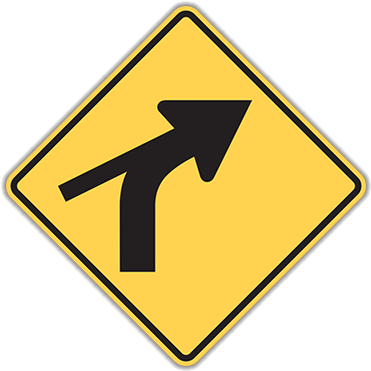 W1-10c Combination Horizontal Alignment / Skewed Side - Traffic Sign (400x400)