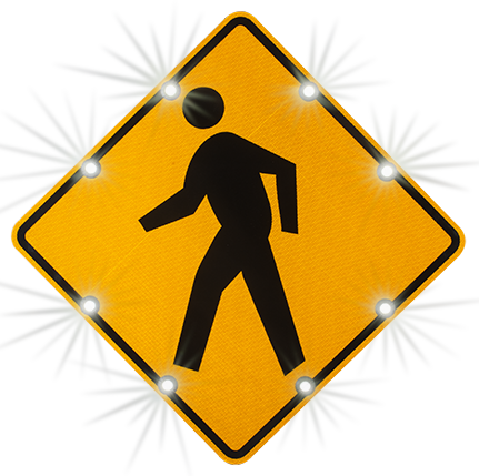 Image Logo For Lighted Roadway Signs - Pedestrian Crossing Sign (431x429)