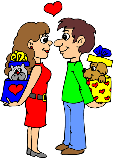 Valentine's Day Free Clip Art - Give Verb Clipart (400x560)