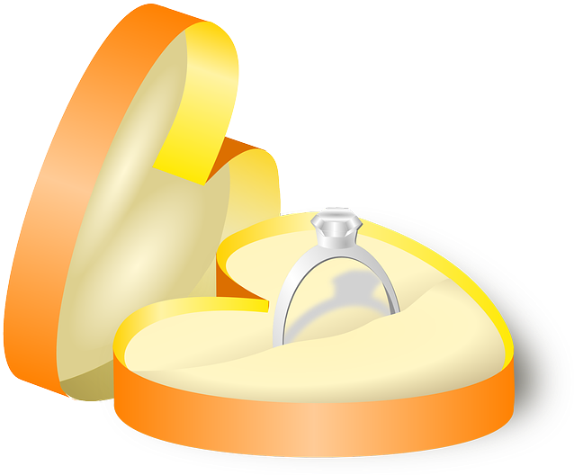 Box, Rings, Wedding, Cartoon, Heart, Diamond, Free - Wedding Ring In A Box Art (640x622)