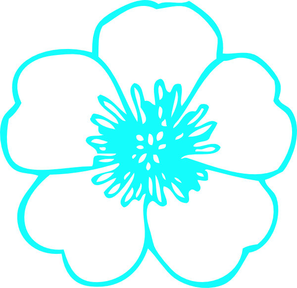 Buttercup Teal Clip Art At Clker - Black And White Flower (600x582)