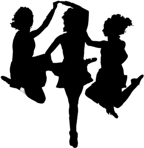 Irish Dance Silhouette Clipart - Silhouette Of Irish Dancers (320x377)