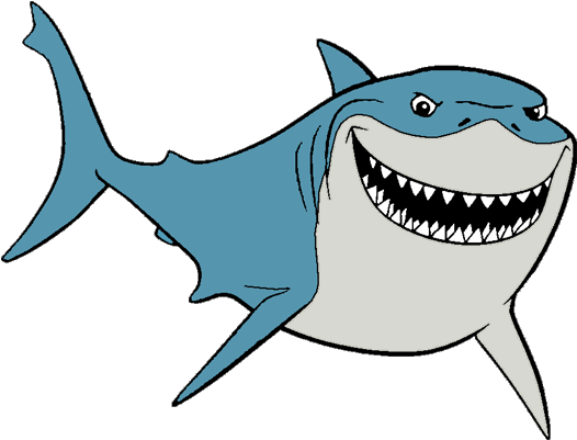 Gill From Finding Nemo Outline - Bruce From Nemo Drawing (550x431)
