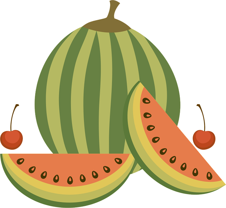 Clipart - Water Melon - Apple Fabric - Fruit Salad - Orange Custom Fabric By (783x720)